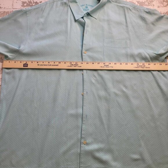 2244 Tommy Bahama Silk Blend SS Button Down Turquoise Men's 2XL - Picture 2 of 7
